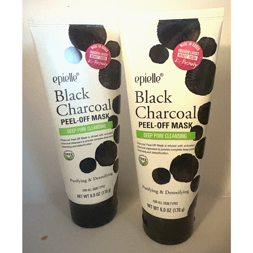 Set of 2 Epielle Black Charcoal Peel-Off 'Deep Pore Cleansing' Purify/Detox Mask